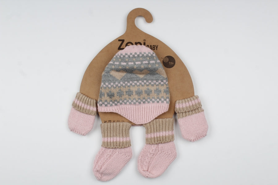 Baby Kleinkinder Strickmütze Set für Winter, Warme Mütze, Handschuhe, Socken